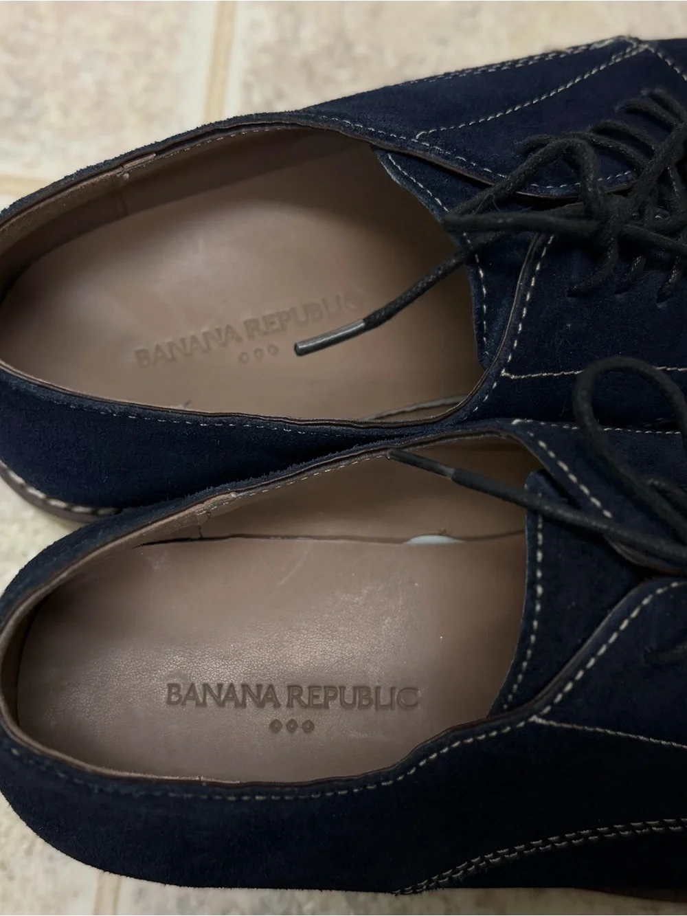 Banana Republic Navy Suede Derby with Tan Sole